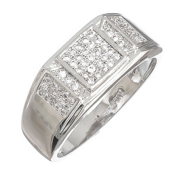 Rhodium Plated Ring Iced Out With Micro Pave Cubic Zirconia CZ Stones + Bonus Polishing Cloth (SKU: RP-CR54)