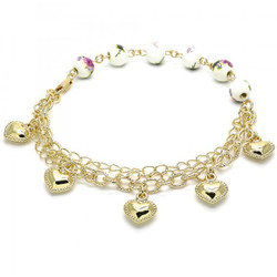 8.5mm Polished 14k Yellow Gold Plated Ball Military Bead Chain Anklet, 9.5 inches (SKU: GL-AK1075)
