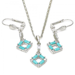 Women's 0.25 mils Rhodium Plated Silver CZ Pendant + Mariner Chain Necklace Set, 18" + Jewelry Cloth (SKU: SET-1015H)