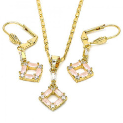 Women's 0.25 mils 14k Gold Plated CZ Pendant + Mariner Chain Necklace Set, 18" + Jewelry Cloth (SKU: SET-1015C)