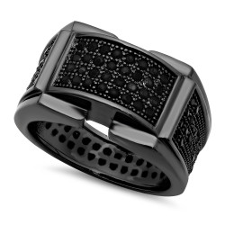 Black Plated Micro-Pave Iced Out Cubic Zirconia Band Ring + Jewelry Polishing Cloth (SKU: BP-RN1008)