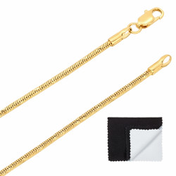 2mm-2mm Diamond-Cut 14k Yellow Gold Plated Round Snake Chain Necklace or Bracelet (SKU: GL-SNAKE-CHAINS)
