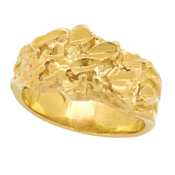 10mm Yellow Gold Plated Nugget Textured Ring + Microfiber (SKU: GL-LN1)