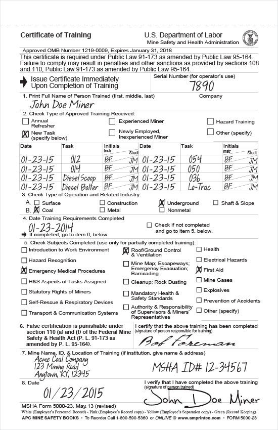 Msha Underground Certification TUTORE ORG Master of Documents