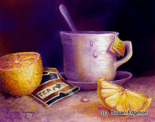8 x 10 Tea & Lemons S533 Original Painting in Pastel by Susan Edgmon