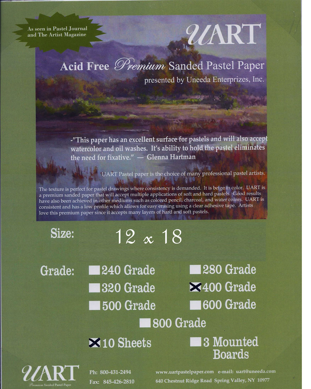 UART Sanded Pastel Paper 240 Grade 12 x 18 (Pack of 10)