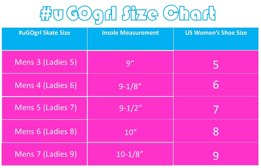 Lenexa Skate Sizing Charts