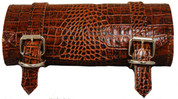 Front Forks Tool Bag Shedron Brown Alligator Skin Embossed Leather