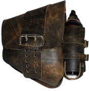 La Rosa Harley-Davidson All Softail Models Right Side Saddle Bag  Swingarm Bag Rustic Brown Front Wide Strap with Fuel Bottle Holder