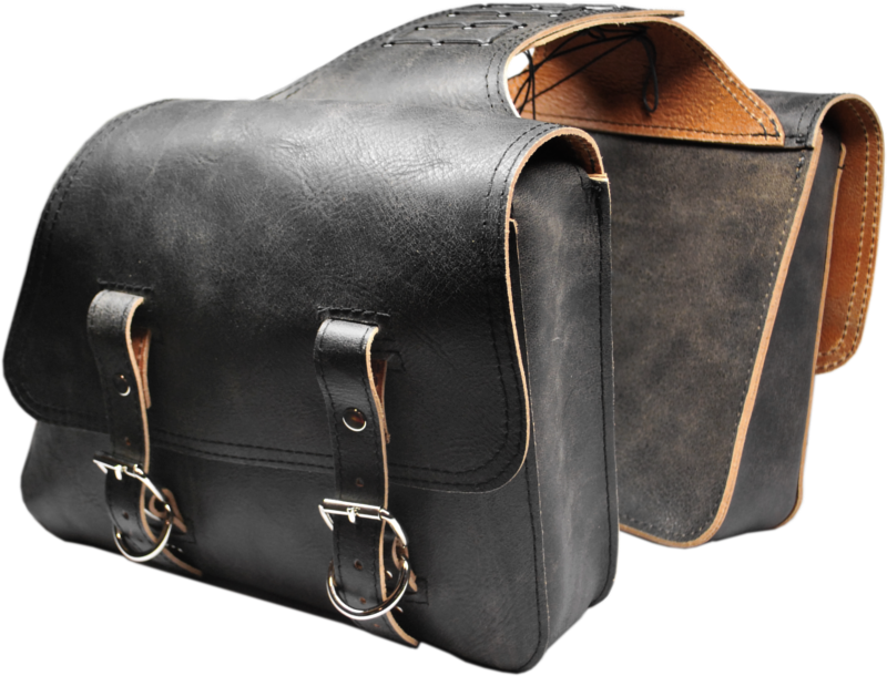 Custom leather throw store over saddlebags