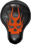 16" Classic Solo Seat Black / Orange Inlay Flaming Skull