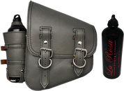  La Rosa Harley-Davidson All Softail Models Left Side Solo Saddle Bag  Swingarm Bag Gray Leather w/ Spare Fuel Bottle Holder