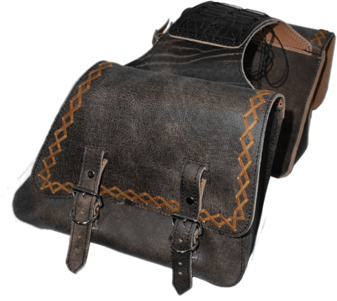 Universal Throw Over Saddle Bag Set Rustic Black with Crossed Lace - La ...