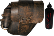04-UP Harley-Davidson Dyna Wide Glide FXR Right Side Solo Saddle Bag Rustic Brown with Single Strap and Spare Fuel Bottle