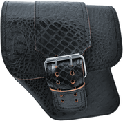 96-UP Harley-Davidson Dyna Wide Glide FXR Left Side Solo Saddle Bag Black Alligator with Wide Strap