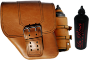 96-UP Harley-Davidson Dyna Wide Glide FXR Left Side Solo Saddle Bag Tan with Wide Strap and Spare Fuel Bottle