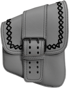 La Rosa Harley-Davidson All Softail Models Right Side Solo Saddle Bag   Swingarm Bag White Leather Front Wide Strap - with Black Thread and Crosslace