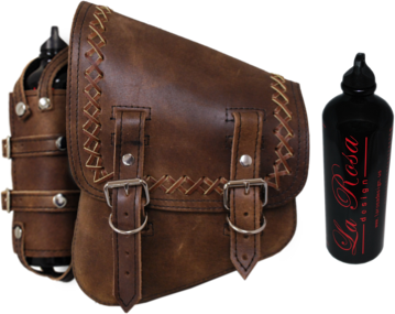 swing arm bag with fuel bottle