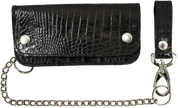 Heavy Black Alligator Leather Hand-Made Biker Wallet with Chain