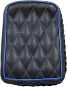 Universal Rear Passenger Pillion Pad -  Black Diamond Tuk with Blue Accents