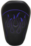 La Rosa Harley-Davidson 1982-2003 Sportster/Nightster/Iron883/ 1200XL Full Size Solo Seat - Black Synthetic Leather with Blue Stitched Flames