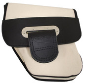 La Rosa Design 96-UP Harley-Davidson Dyna Wide Glide FXR Slim Line Left Side Canvas Saddle Bag White with Wide Strap