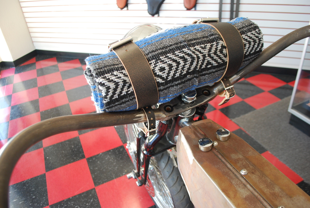 Mexican Serape Roll-up Blanket with Black Alligator Leather Belts
