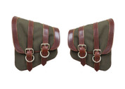  La Rosa Harley-Davidson  All Softail and Rigid Frame Canvas Left and Right Saddle Bag    Swingarm Bag Army Green
