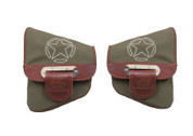  La Rosa Harley-Davidson  All Softail and Rigid Frame Canvas Left and Right Saddle Bag   Swingarm Bag Army Green with Stitched Star
