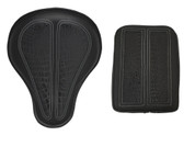 La Rosa Harley Chopper Bobber  /Sportster/Softail/Dyna/Touring Bikes  Seat 16" baSICK Solo Seat - Black with Black Alligator Inlay + Passenger Pad Combo 