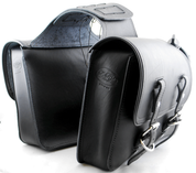 Universal Throw Over Saddle Bag Set Black Plain with Fuel Bottle Holder