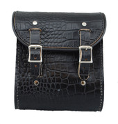 La Rosa Universal Leather Sissy Bar Bag - Black Gator