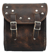 La Rosa Universal Leather Sissy Bar Bag - Rustic Brown with Rivets