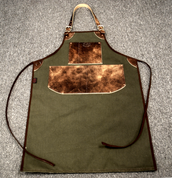 Bike Builder/Mechanic/Barber/Barista Canvas and Leather Apron-Army Green and Brown