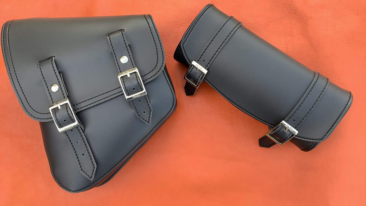 La Rosa H-D All Softail&Rigid Frames Left Side Solo Bag Swimgarm Bag And Tool Bag Combo Black Plain 