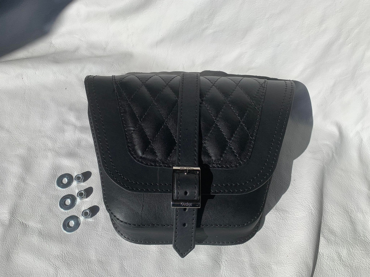 LaRosa Design Black with Diamond Stitching Left Side Bag Fit All