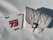 LaRosa Design Leather White with Red Diamond Stitching  Left Side Bag Fits all S2, R/RX Super 73 models