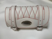  Super 73 Leather Front Forks Tool Bag  White With Red  Diamond  Stitching   10"