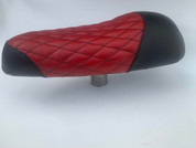 La Rosa Design Red and Black Leather  Seat with Black Diamond Stitching. Fits all Super 73 R/RX and S2 Models. Made in the USA