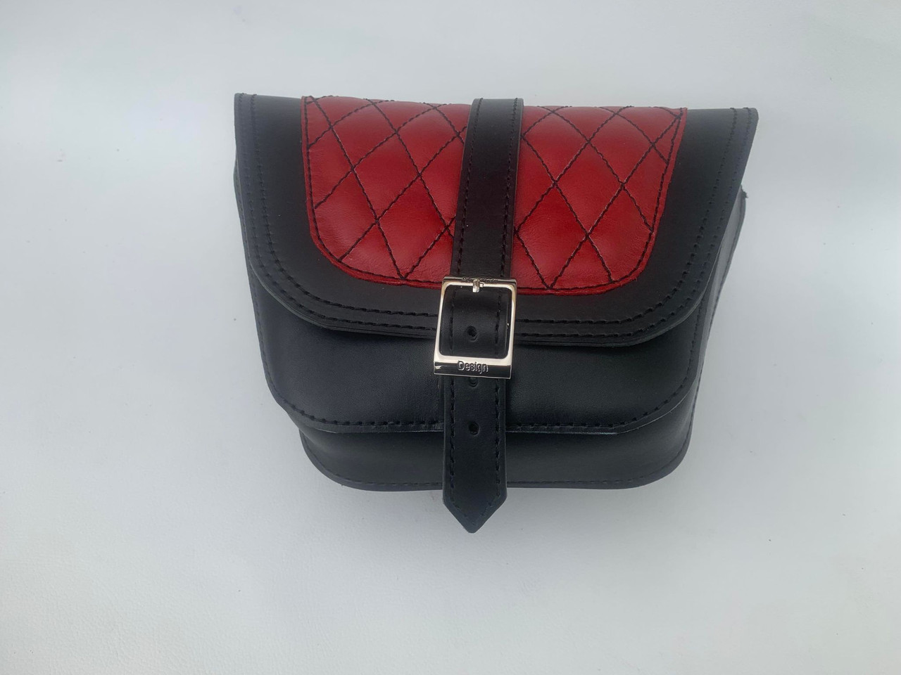 LaRosa Design Black and Red Leather with Black Diamond