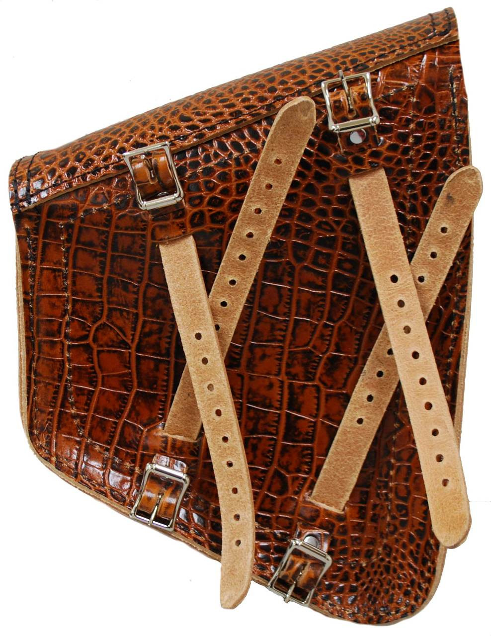 La Rosa Harley-Davidson All Softail Models Left Side Solo Saddle Bag  Swingarm Bag Brown Alligator Skin