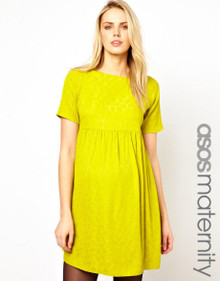 ASOS MATERNITY JACQUARD SMOCK DRESS IN LIME SIZE 14 NEW RRP £38