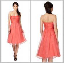 DEBENHAMS CORAL ORGANZA STRAPLESS RUCHED PROM PARTY DRESS SIZE 12 14 16 18