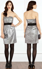 COAST METALLIC PIPPA BANDEAU STRAPLESS DRESS SILVER GREY NEW SIZE 14 RP £135