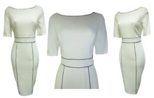 PER UNA M&S IVORY CREAM & BLACK TRIM STRETCH PENCIL SHIFT DRESS SIZES 12 14 16
