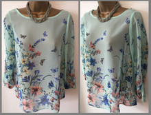 K&D LONDON @ DOROTHY PERKINS GREEN CHIFFON FLORAL TOP SIZE 8 10 12 14 16 20