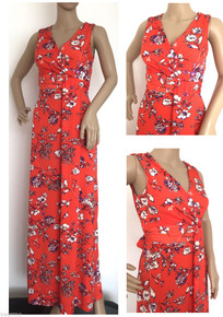 WALLIS ORANGE & PURPLE FLORAL MAXI TIE BACK DRESS SIZE 10 12 14 16 18 20 NEW