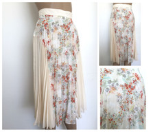 RIVER ISLAND CREAM & FLORAL PLEATED MIDI SWISH SKIRT SIZE 6 8 10 12 NEW RRP £35