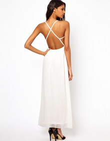 OH MY LOVE CREAM MAXI DRESS WITH CROSSED STRAPS PARTY COCKTAIL SIZE 14 NEW