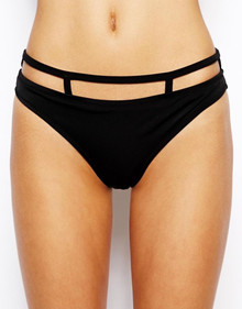 ASOS BLACK CAGED TRIM BIKINI PANT BRIEF SIZE 14